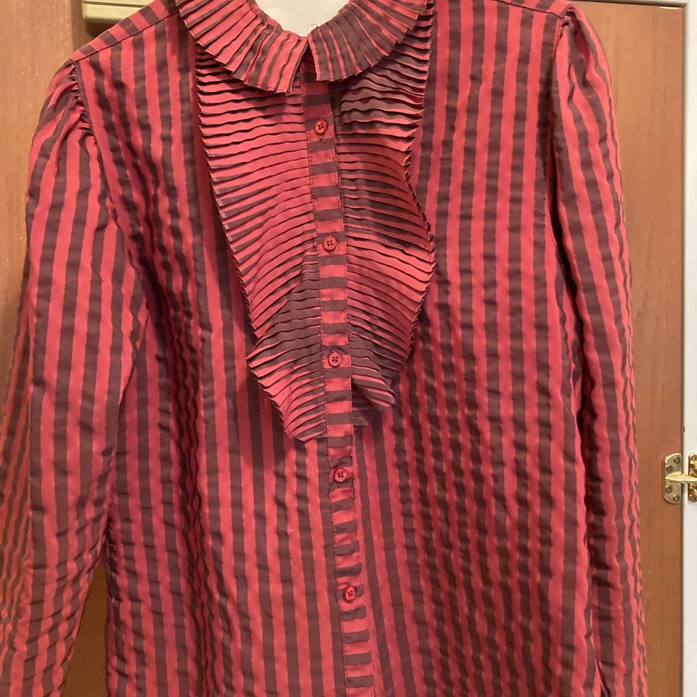 Burgundy ruffled  blouse